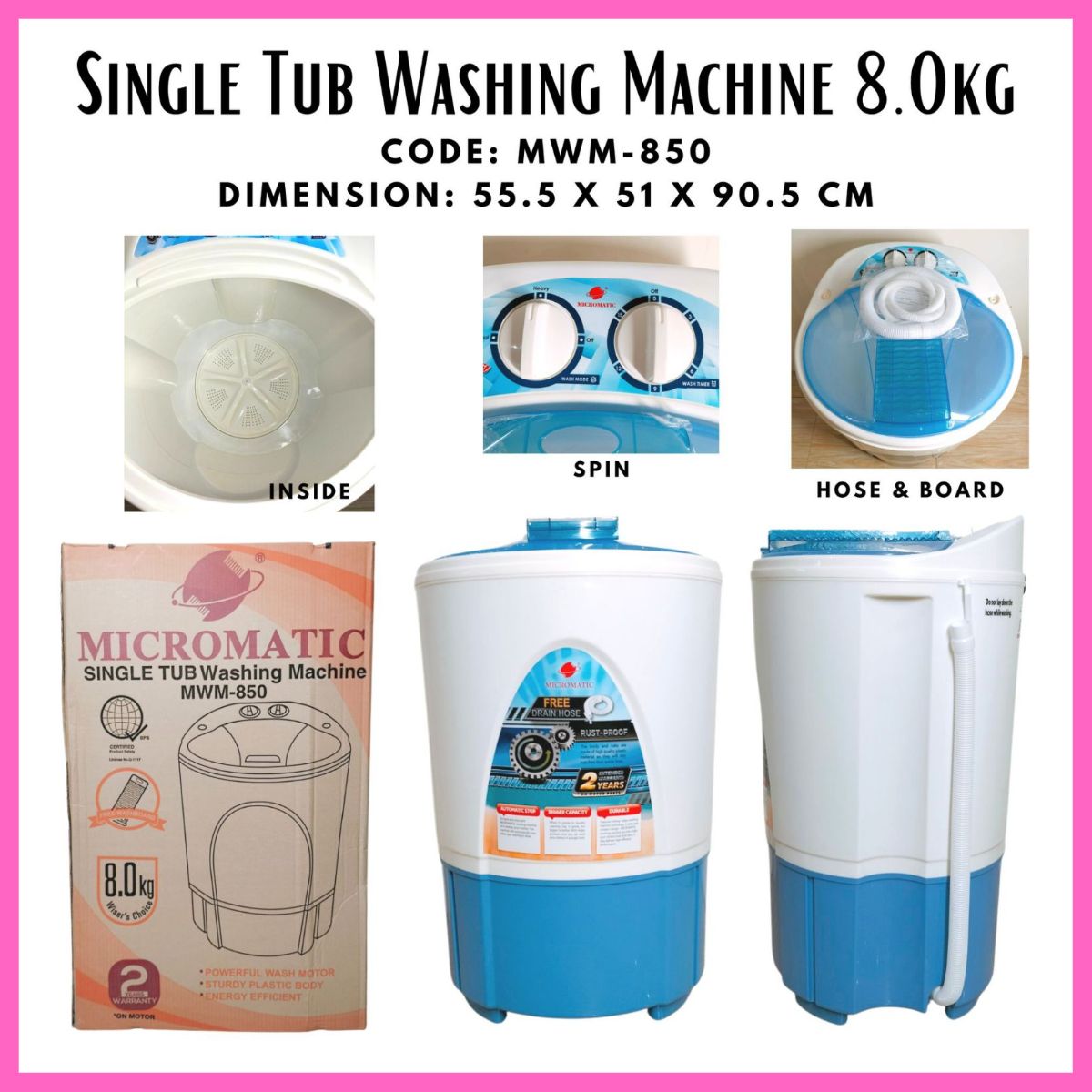 Micromatic Washing Machine MWM850 8.0kg Washing Machine Single Tub MWM850 Lazada PH