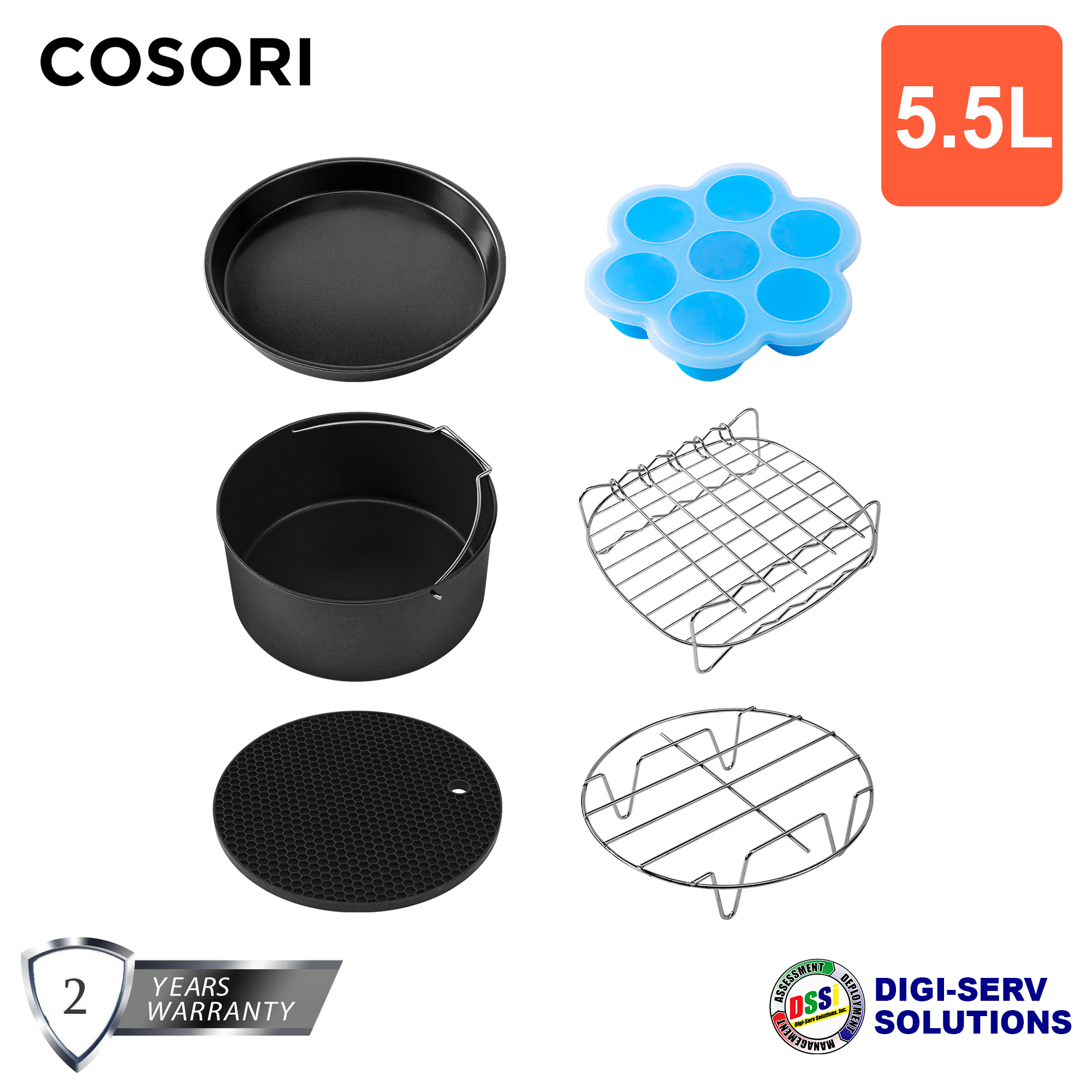 Cosori New Air Fryer Accessories(C158-6AC), Set of 6, Fits All Air Fryers,  5.3 QT, 5.5 QT, 5.8QT 