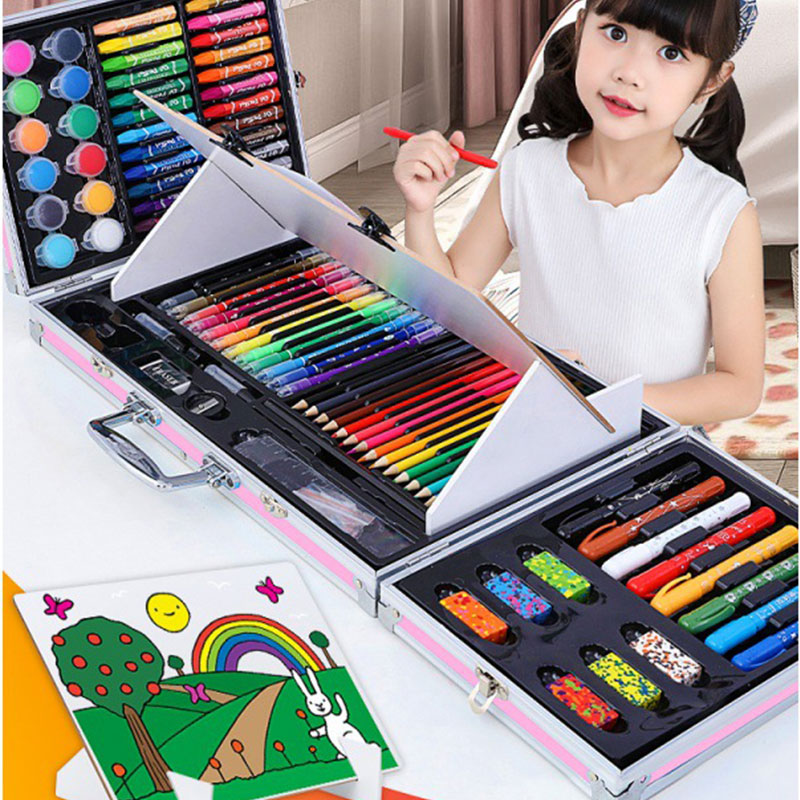 145PCS Colors Solid Watercolor Artist Paint Set Painting Box with Pens Paper And Bag Artist Art