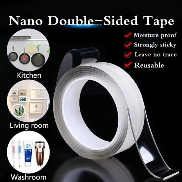 Washable Reusable Adhesive Multi Function Nano Tape Free To Remove Transparent Traceless Tape Heavy Duty Silicone Double Sided Tape Stick To Glass Metal Kitchen Cabinets Or Tile Lazada Ph