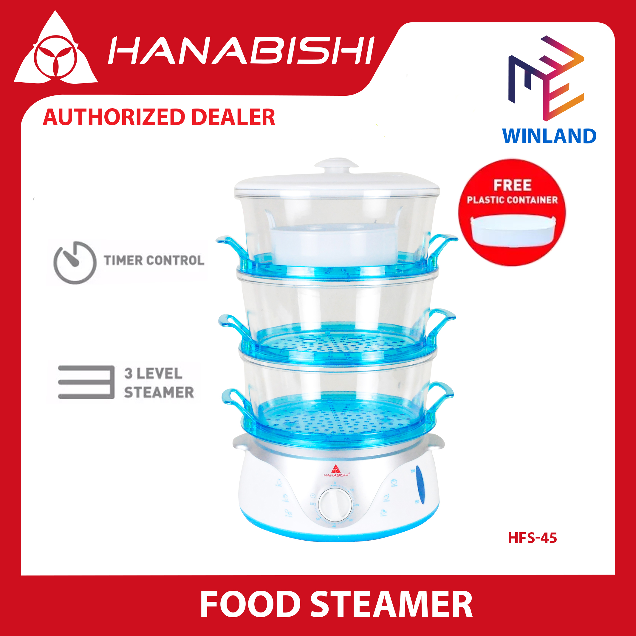 HANABISHI by Winland 3Layer Electric Food Steamer w/ Free Plastic