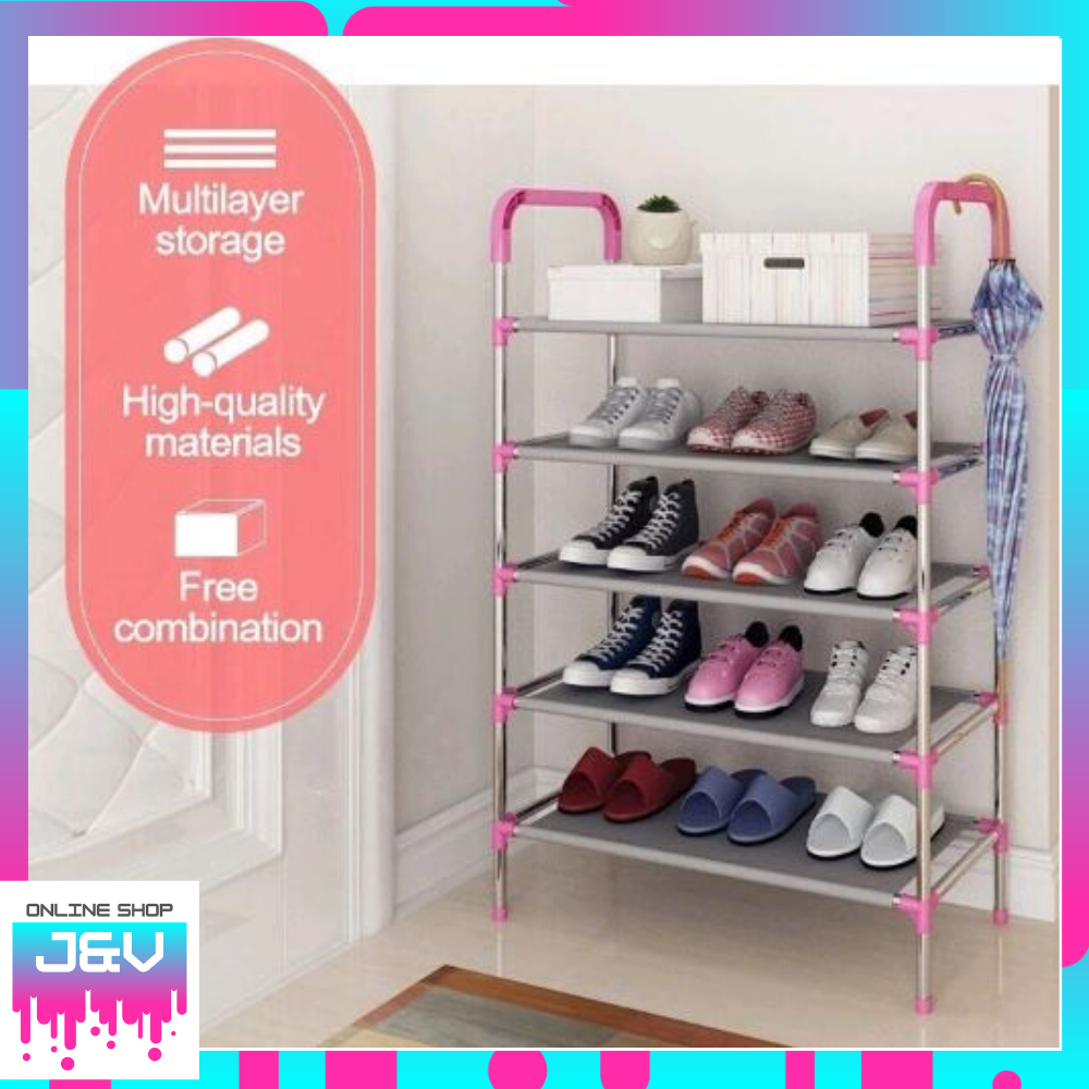 Shoe Rack Shoe Organizer Aluminum Metal Standing Shoe Rack Diy Shoes Storage Shelf Home Organizer Accessories 6 Layer Shoe Rack Tier Colored Stainless Steel Stackable Shoes Organizer Storage Stand Hallway Cabinet Shoe Rack