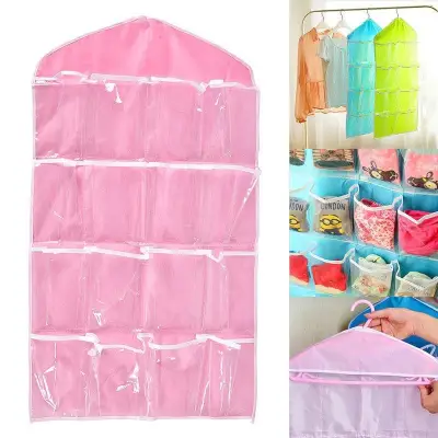 [BAZZAR] 16 Pockets Door Wardrobe Hanging Bag DIY Rack Hanger Storage Organizer