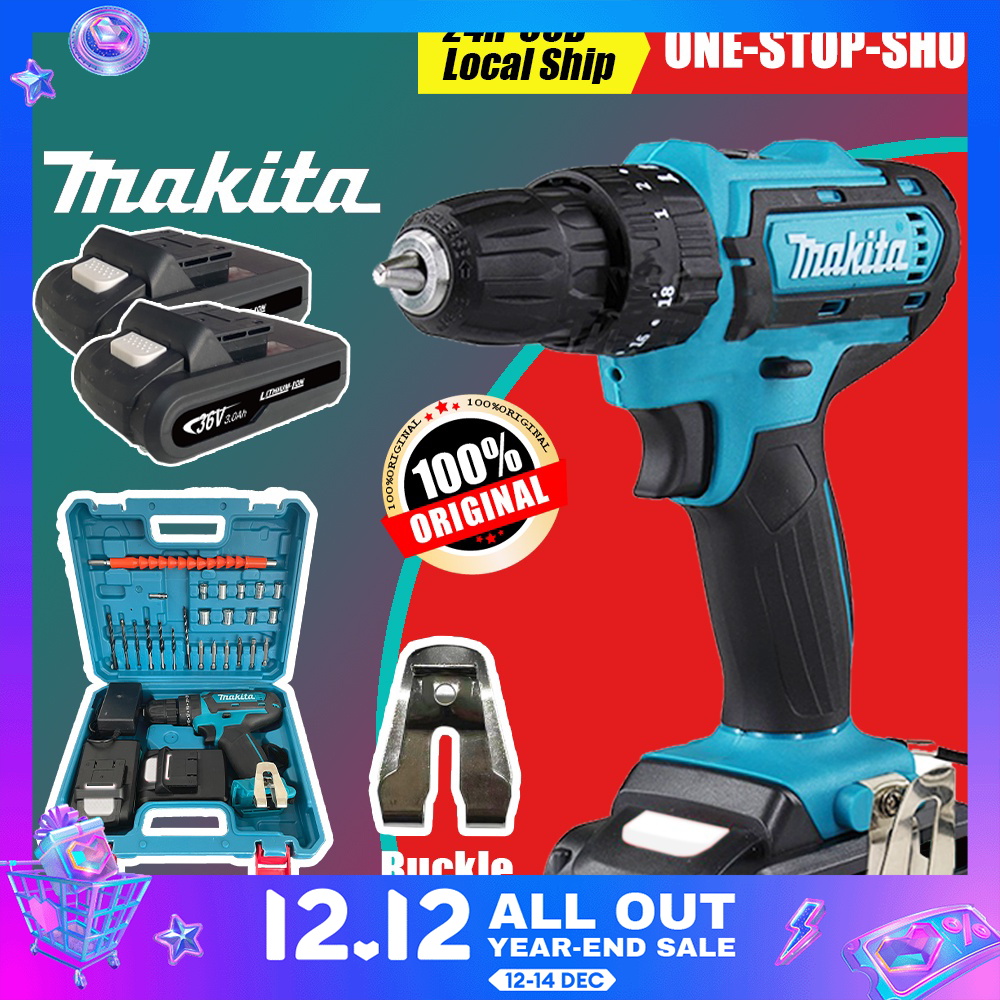 Ready Stock】36V Cordless Impact Drill Electric Screwdriver Hammer 25+3