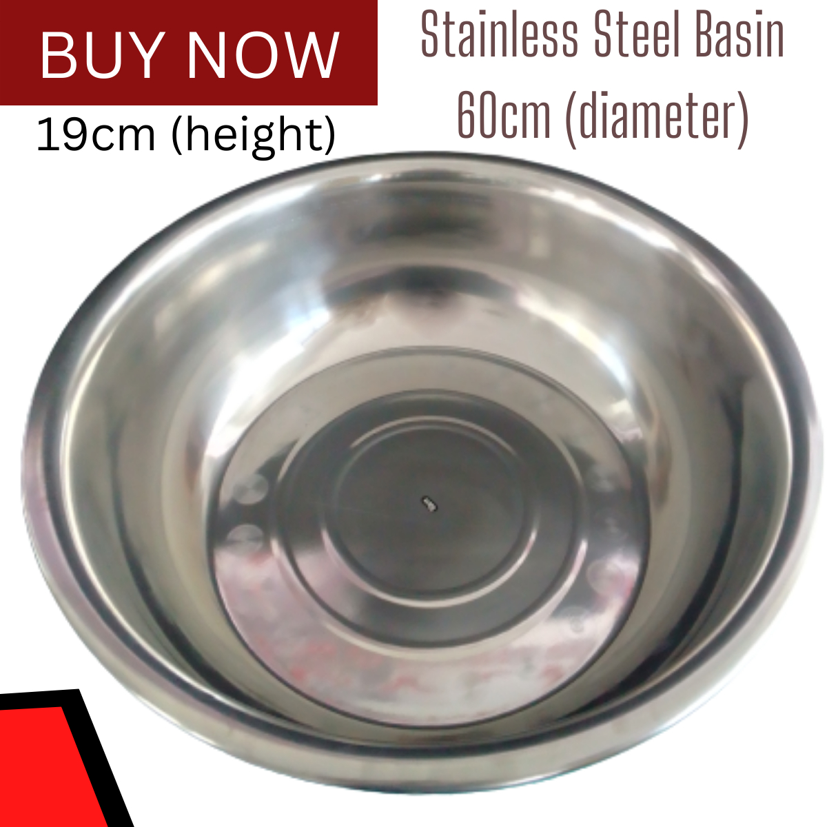 Stainless Steel Basin 60cm(diameter) 19cm(height) | Lazada PH