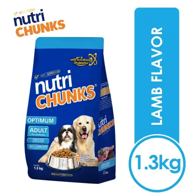 NUTRI CHUNKS OPTIMUM ADULT LAMB 1.3kg (LAMB FLAVOR) – Dog Food Philippines - 1.3 kg - nutrichunks - petpoultryph