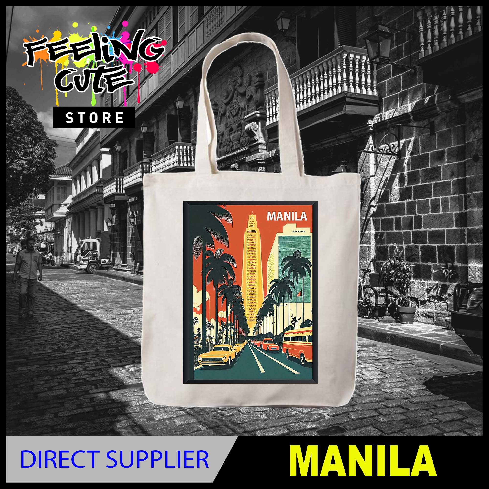 Manila Pinas Pilipinas version 3 Design Tote bag Katsa Canvas High ...
