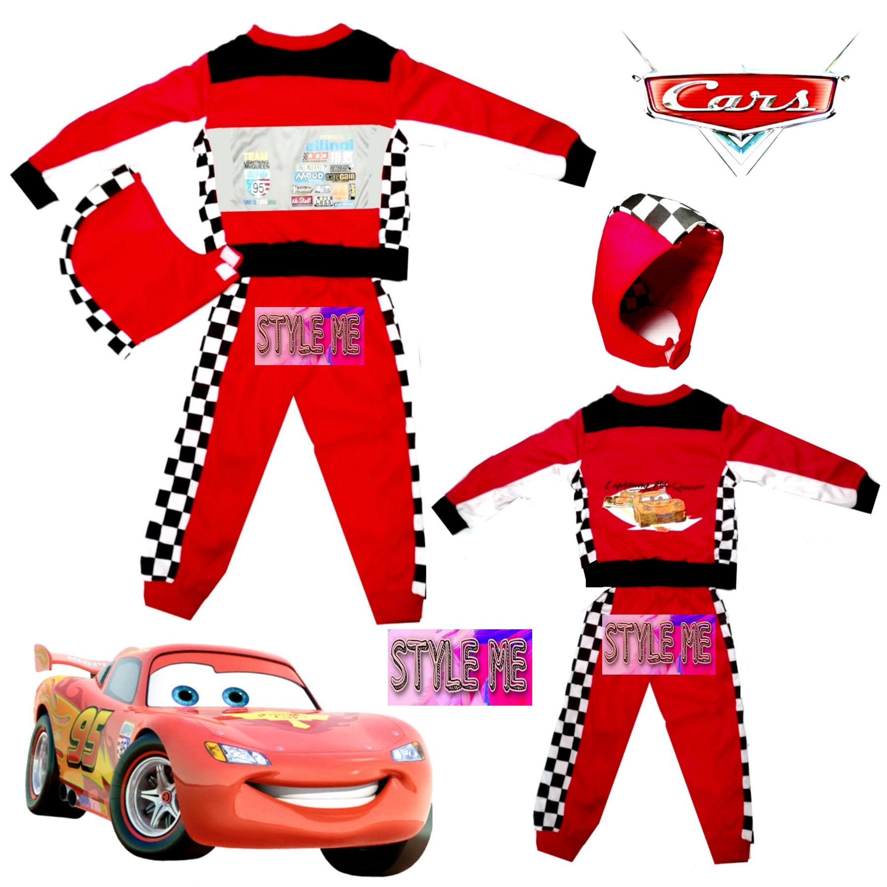 Racing Car Lightniing Mcqueenn Costume Cosplay Roleplay for Kids 18