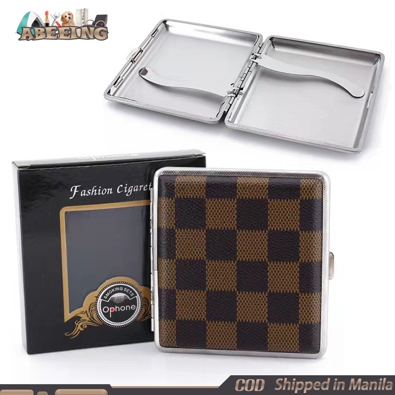 High Quality HOT SALE COD Portable Cigarette Case Metal Leather Cigarette  Case Double Sided Spring Clip Open Cigarette Box