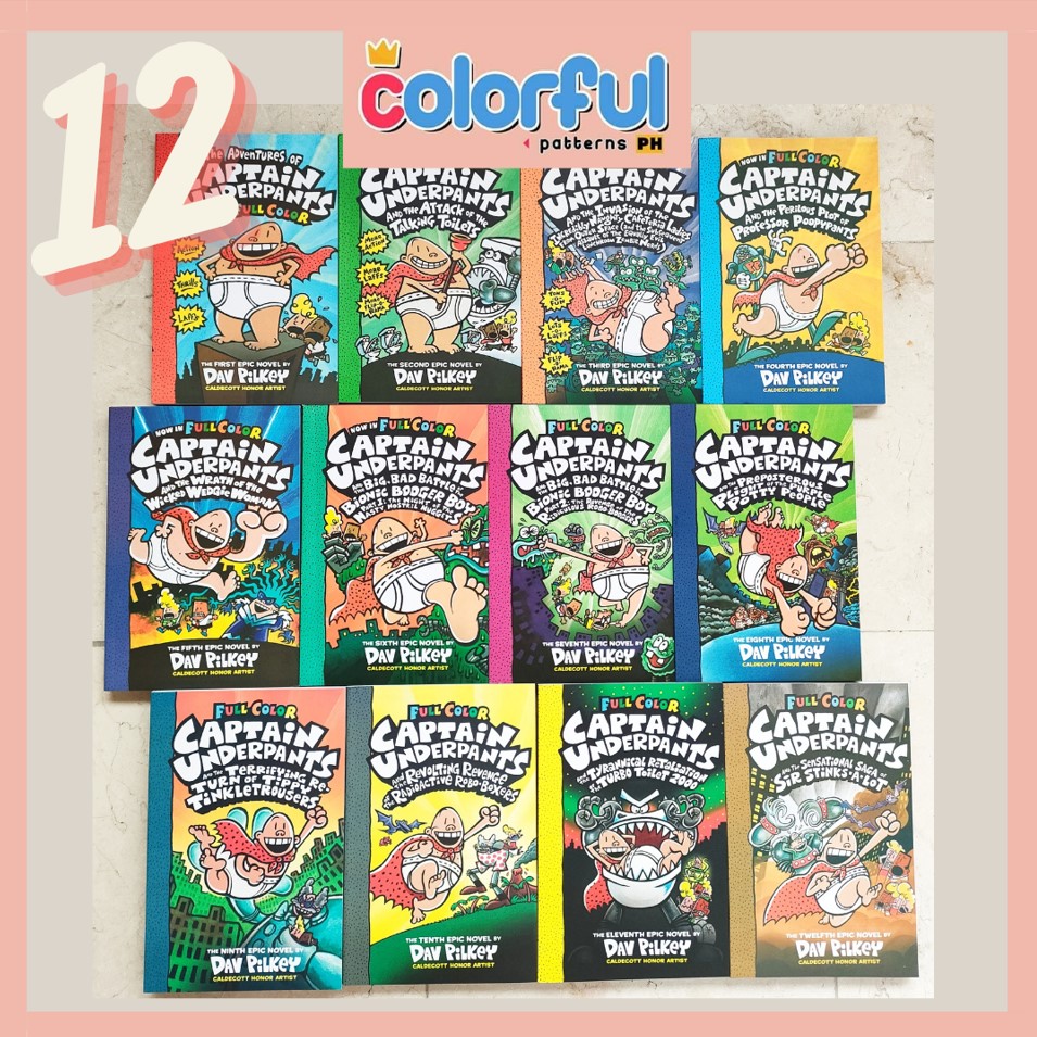 Captain Underpants 12 books/set (Full Color and Black and White ...