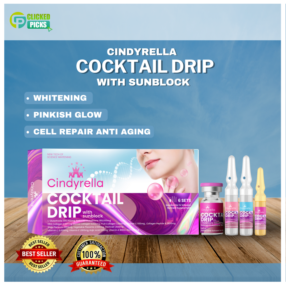 CINDYRELLA NEW Cocktail Drip (Good for 6 sessions per box) (Glutathione/Collagen/Placenta/VitaminC)  for Healthier / Glowing / Youthful / Radiant Skin and Detoxification for  Men and Women - Lazada | Lazada PH