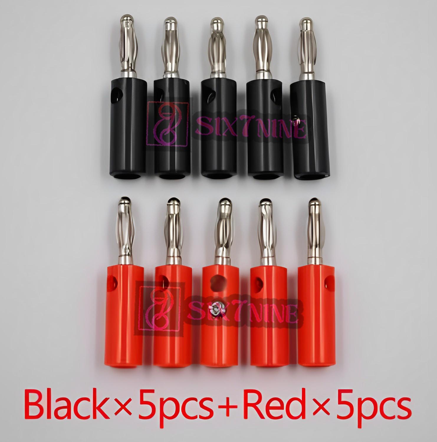 4mm Solderless Stackable Banana Plugs (1 Pair Red Black 4mm Solderless Stackable Banana Plugs (1 Pair Red Black