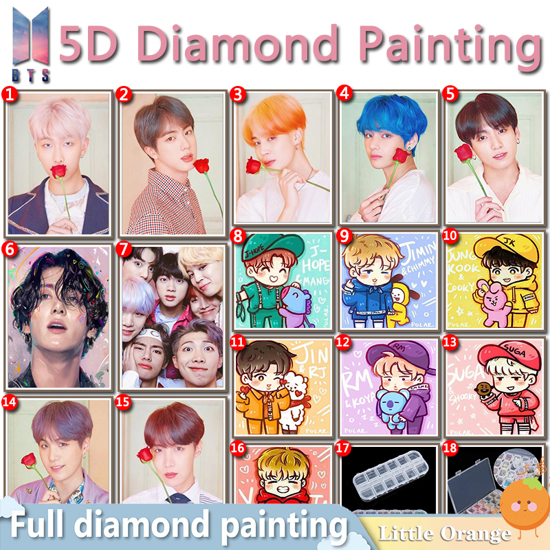 Little Orange] 5D Diamond Painting Set BTS Diamond Painting Full Drill  Tools DIY Home Decor 30*40CM