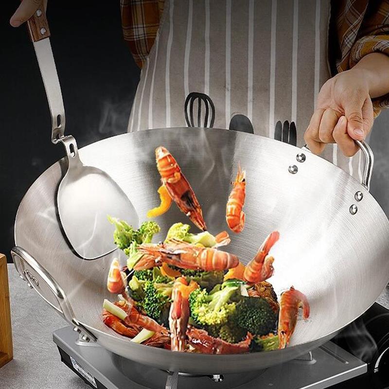 50cm Stainless Steel Double Short Handles Wok Pan – R & B Import