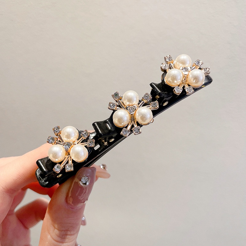 Korean Exquisite Rhinestone Bangs Braided Hair Clip Fashion Women Clip Hairpin