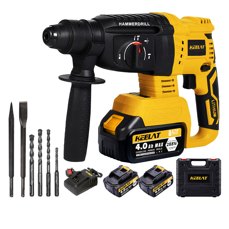 KEELAT Rotary Hammer Drill Heavy Duty Brushless Cordless Higher Power ...