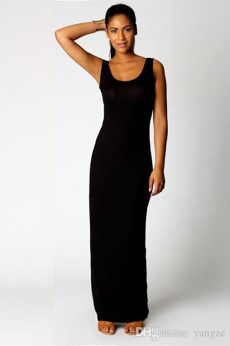 Long black cotton dress Clearance