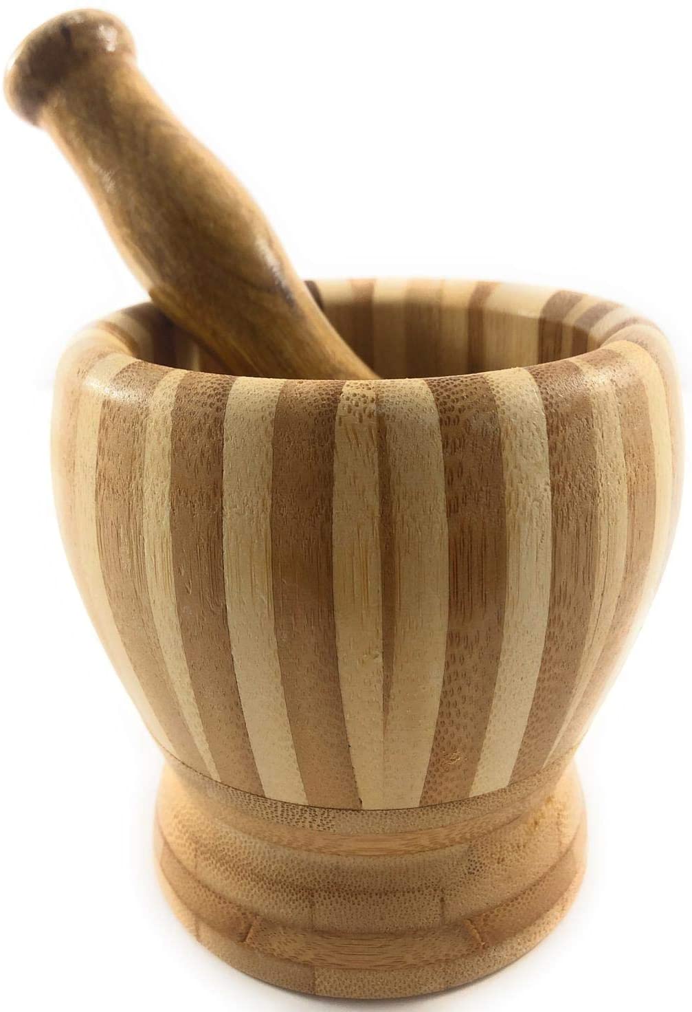 Xd Design Pesta Mortar And Pestle - Bamboo & Ceramic Grinder For Spices, Herbs, Kitchen Use
