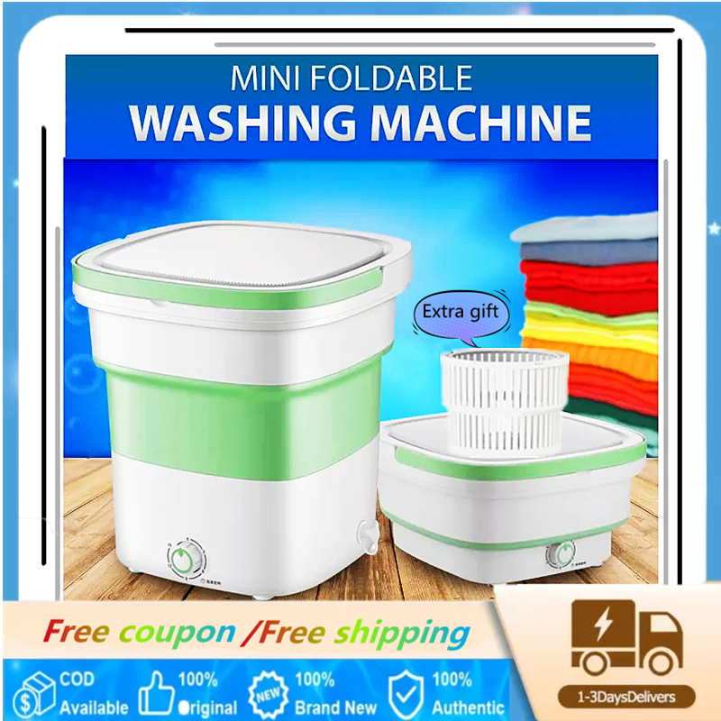 PIXESTT Portable Washing Machine Mini Folding Washing Machine with Timing and Dehydration Function for Washing Baby Clothes Apartment Dorm Traveling Pink