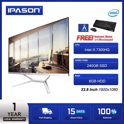 Ipason P88 Desktop Intel I5 7300HQ All in One PC Computer 23.8 Monitor 8GB 256GB SSD With Free Keyboard & Mouse