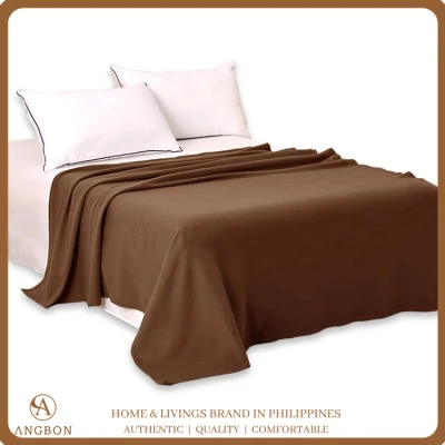 Angbon Fleece Blanket 170*190 Cm Plain Solid Color Bedspread Soft