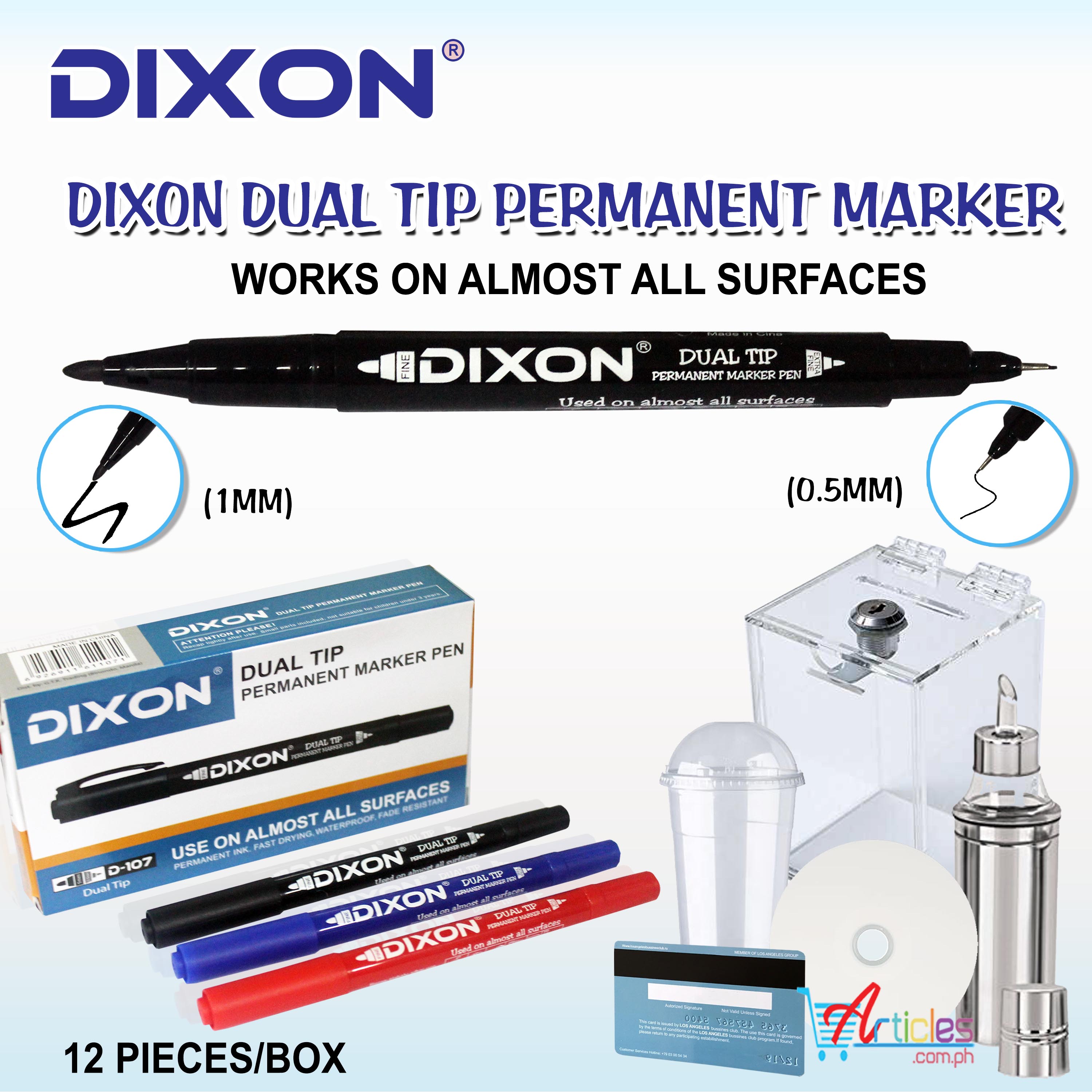 DIXON Permanent Marker Dual Tip 21 Twin Marker 12 pieces per Box