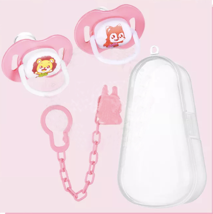 Baby Pacifiers 4 In 1 Set (2 Pacifiers , 1 Plastic Chain, 1 Pacifier ...