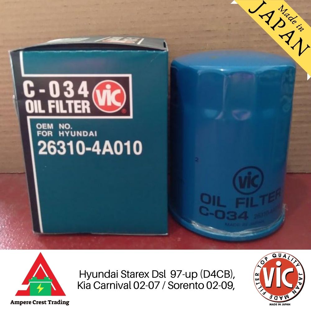 VIC Oil Filter C034 for Hyundai Grand Starex, Kia Sorento/Carnival