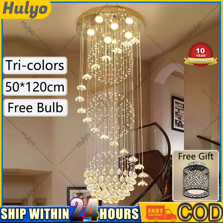 Modern Spiral Crystal Chandeliers Lighting Indoor Fixture For Staircase Stair Lamp Hotel Hall