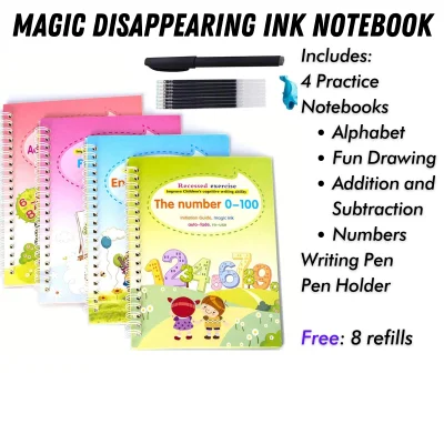 4 Books Reusable Magic Writing Notebook | Practice Book | Disappearing Ink Book for Children