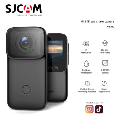 SJCAM C200 1.28”IPS Screen Mini Thumb Camera 4K 60FPS H.264 IMX335 16MP 2.4GHz WiFi 40M Waterproof Action Six-axis Anti-shake Sports DV Camera C200 for Tiktok