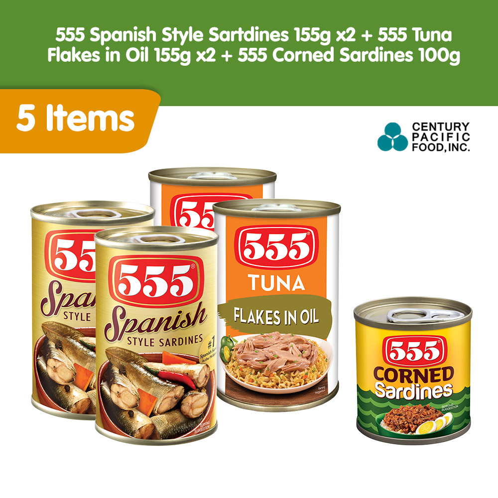 555 Spanish Style Sardines 155g2 + 555 Tuna Flakes in Oil 155g2 + 555
