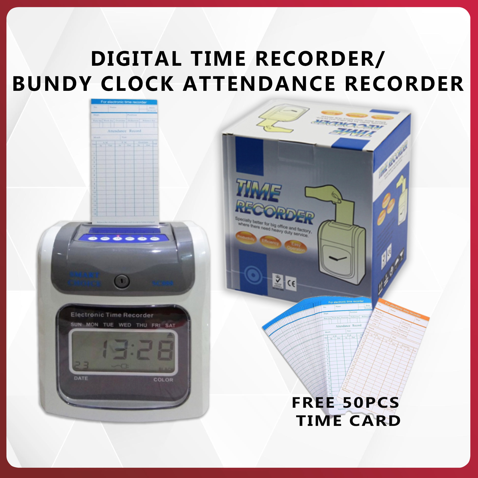 Time Clock with 100-Cards Office Accessories Employee Attendence 