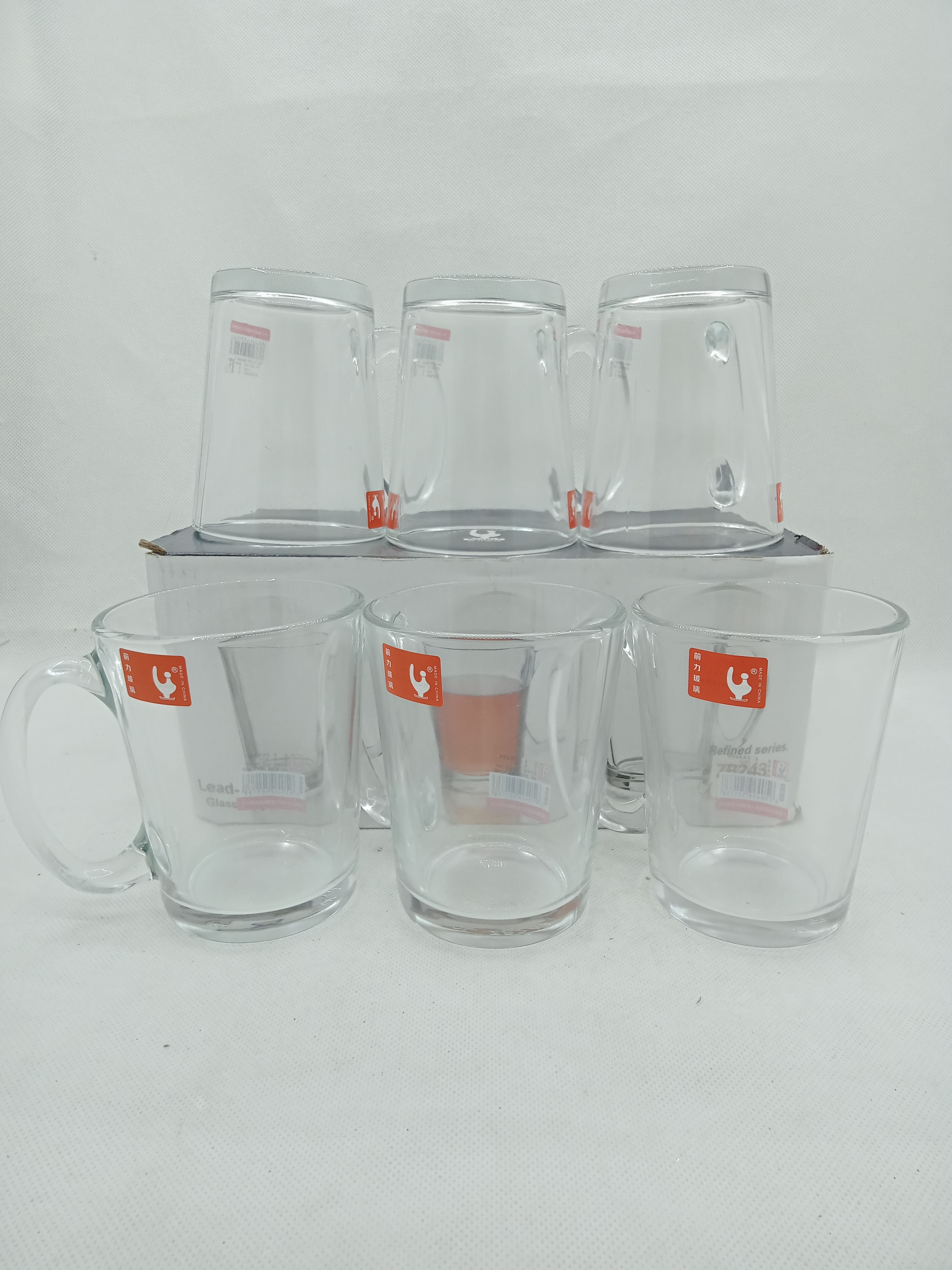 JDL HIGH QUALITY TRANSPARENT GLASS MUG BASO GLASSWARE SET of 6PCS 