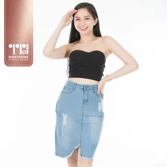 midi distressed denim skirt