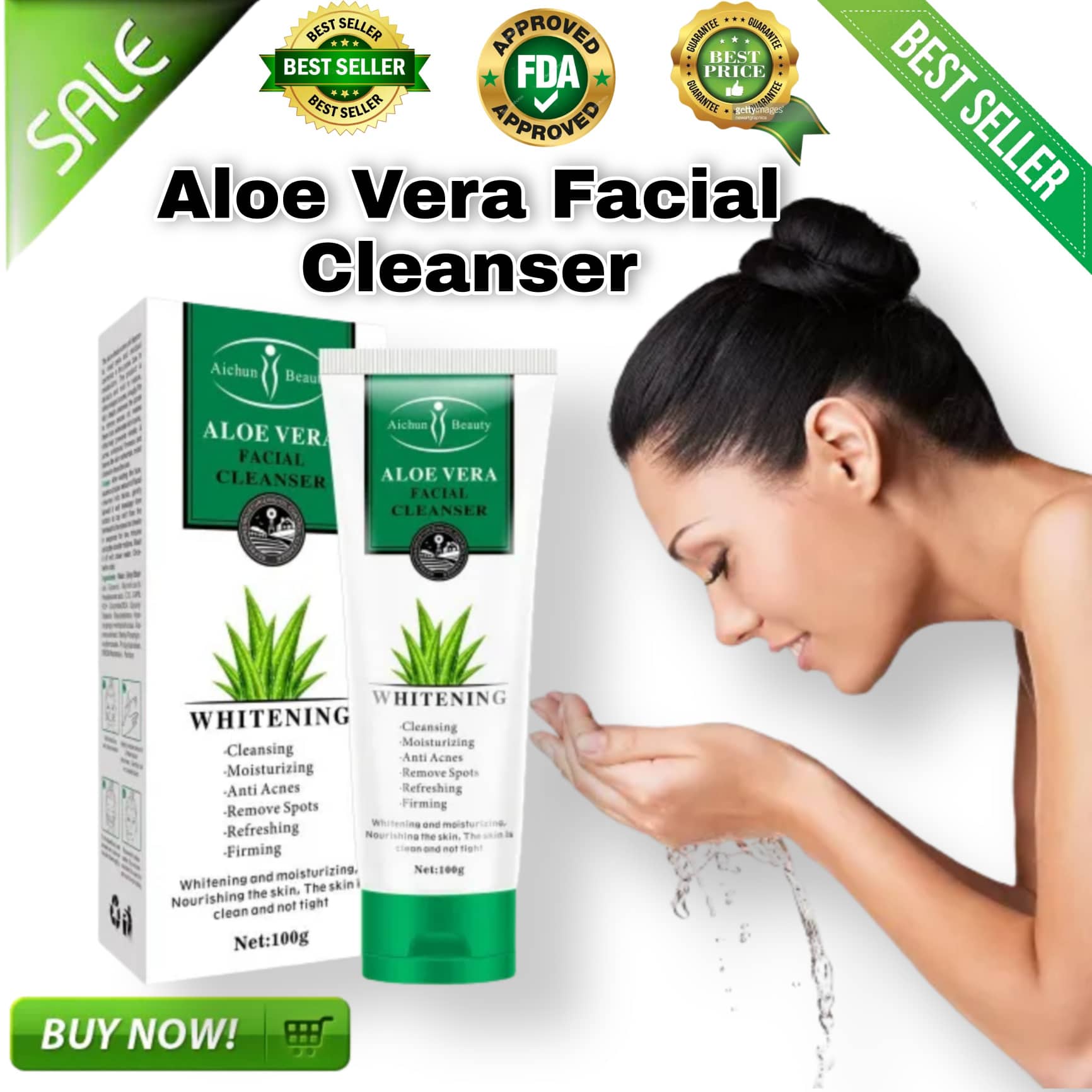 Original Aichun Beauty Aloe Vera Facial Cleanser Anti Acne Cleanser