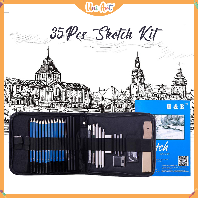 Yunfeng 35pcs Drawing and Sketching Pencil Set, Professional