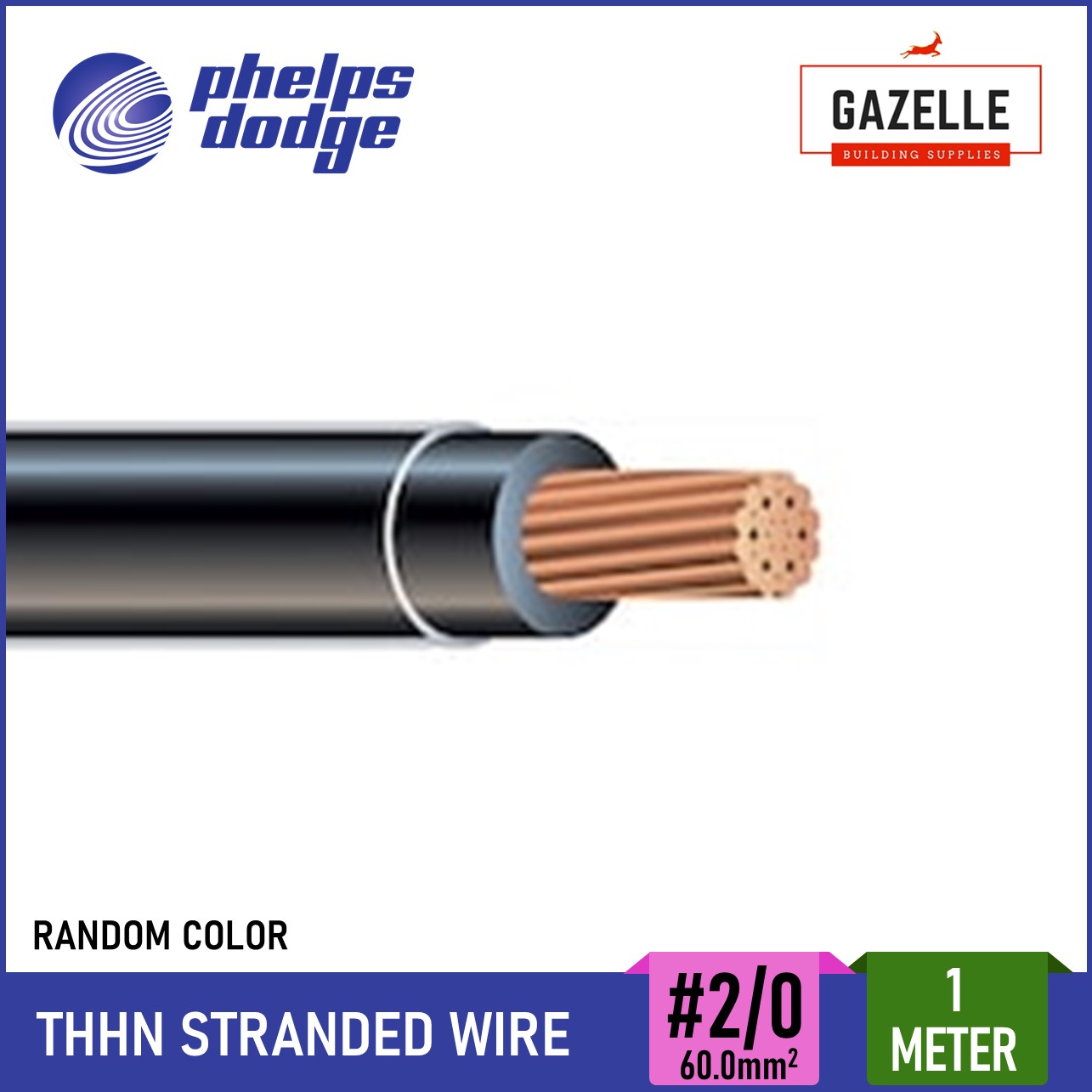 Hot sale🚀 Phelps Dodge THHN / THWN2 Stranded Wire Gauge 2/0 60mm2 (Per