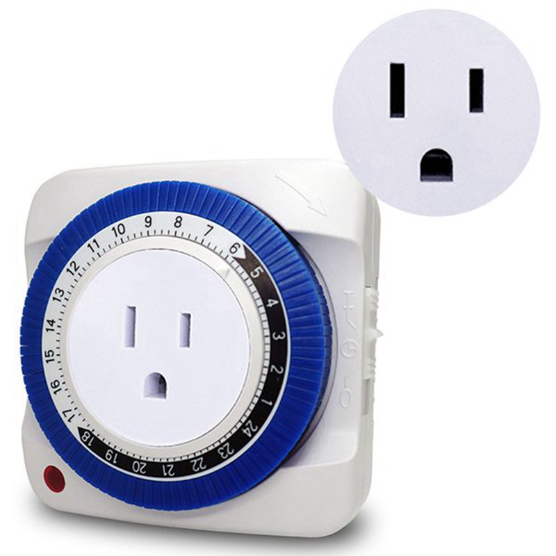 24 Hour Timer Socket Mechanical Program Timer Switch Socket 230V Wall Outlet Protector Energy Saveing(US Plug)