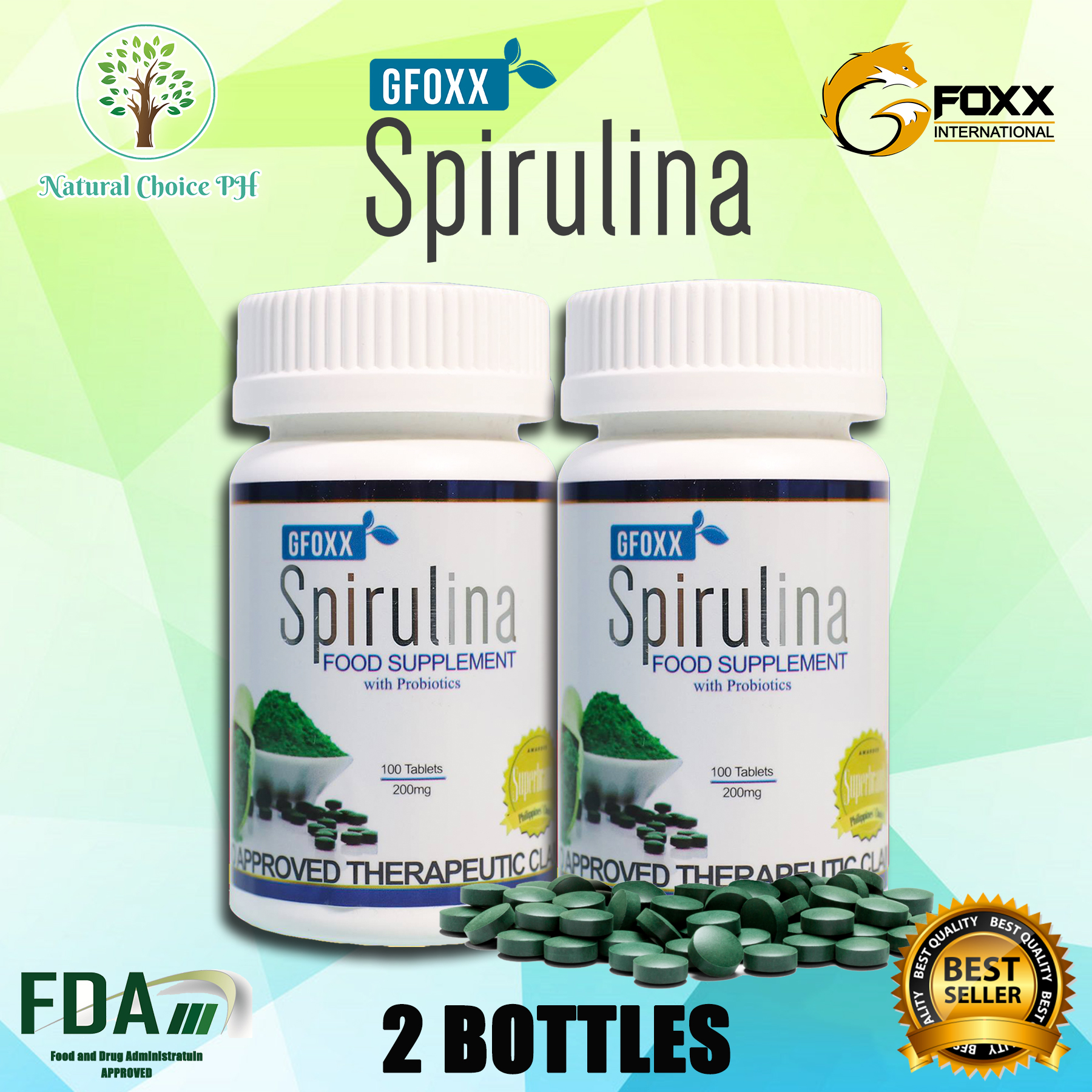 GFOXX ORGANIC & NATURAL SPIRULINA FOOD SUPPLEMENTS WITH PROBIOTICS