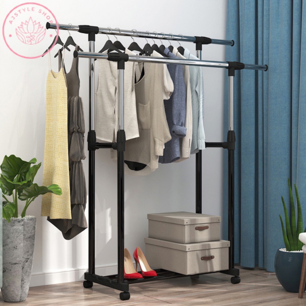 Double Pole Telescopic Clothesrack Good Quality Bar Clothes Hanger