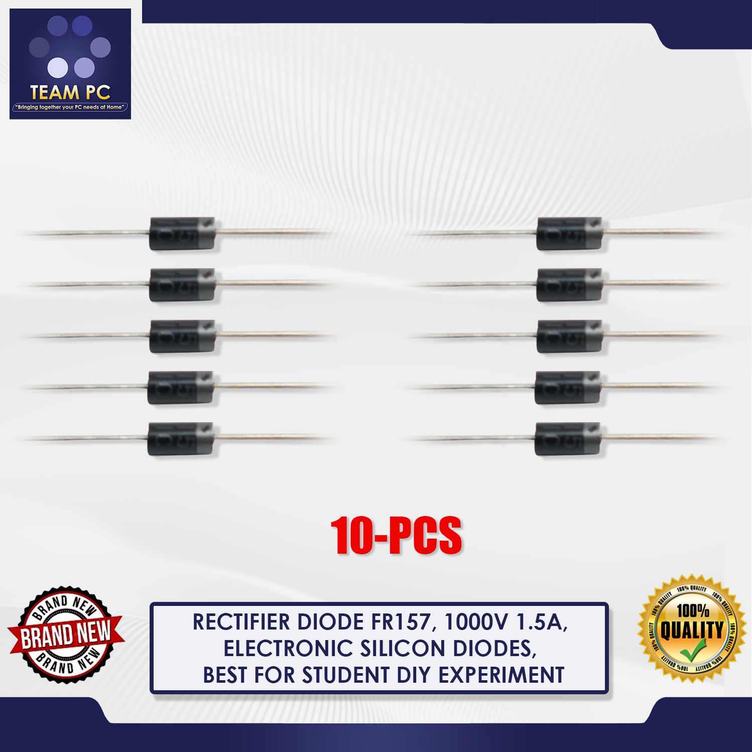 RECTIFIER DIODE FR157, 1000V 1.5A, ELECTRONIC SILICON DIODES, BEST FOR ...