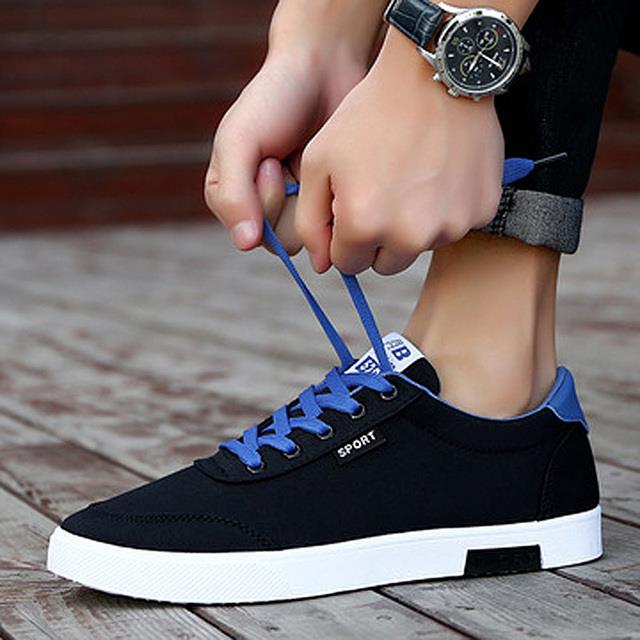 Fashion Canvas Sneakers for Teens School Boys Flat Lace Up Walking ...