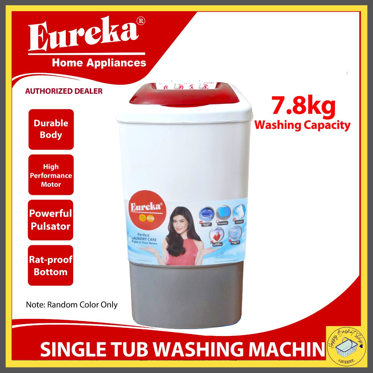 EUREKA SINGLE TUB WASHING MACHINE /RANDOM COLOR/ WASHING MACHINE / EWM