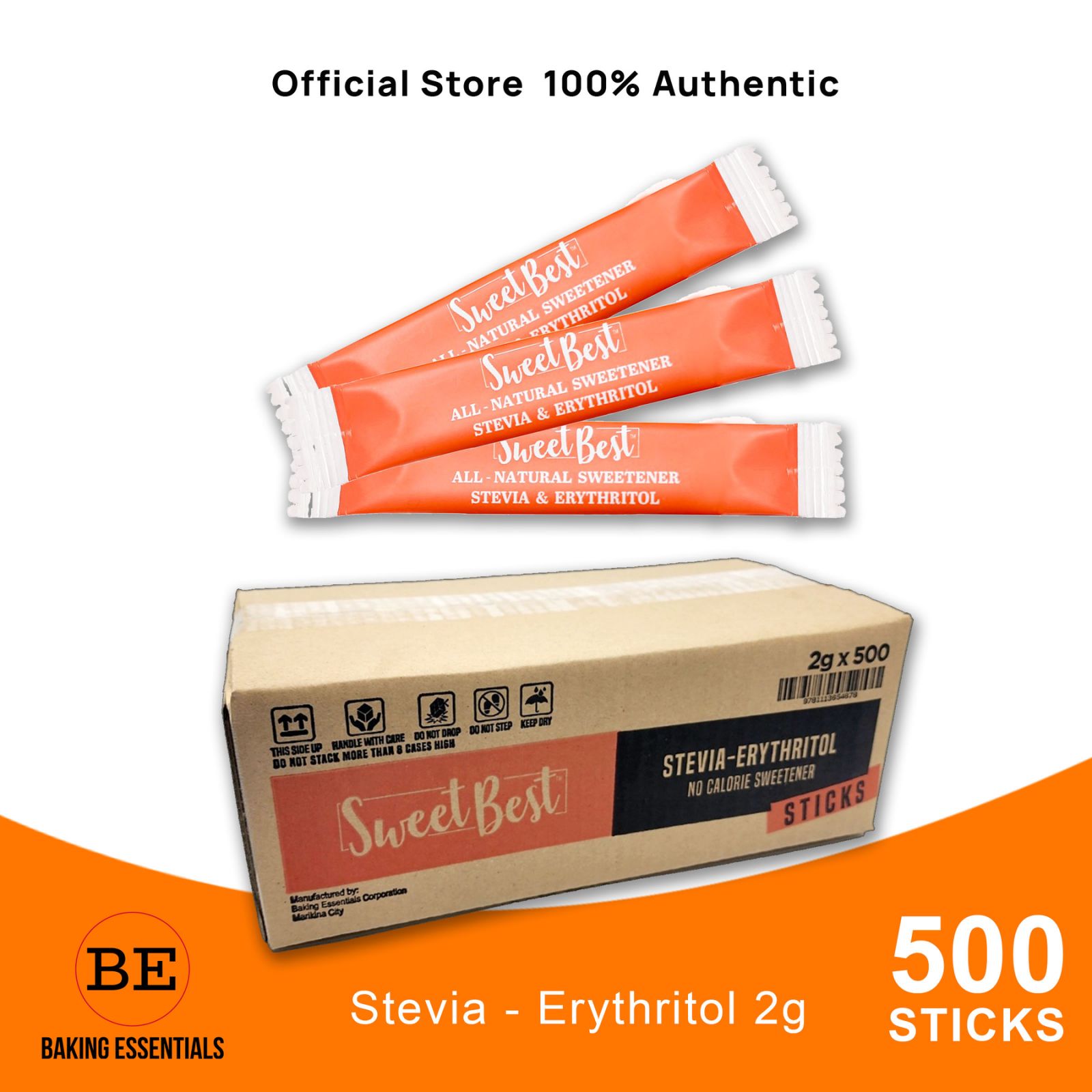 Sweet Best SteviaErythritol 1 box x 500 sticks, Zero Calorie Sweetener