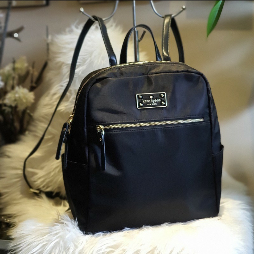 Kate Spade Blake Avenue Nylon Hilo - Classic Backpack with Bar Logo and  Side Pocket in Plain Black Design | Lazada PH