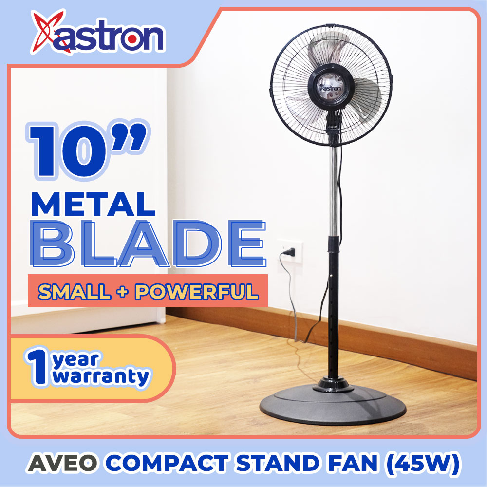 Astron Aveo Stand Fan With 10 Metal Blade Black Electric Fan Compact Design Industrial