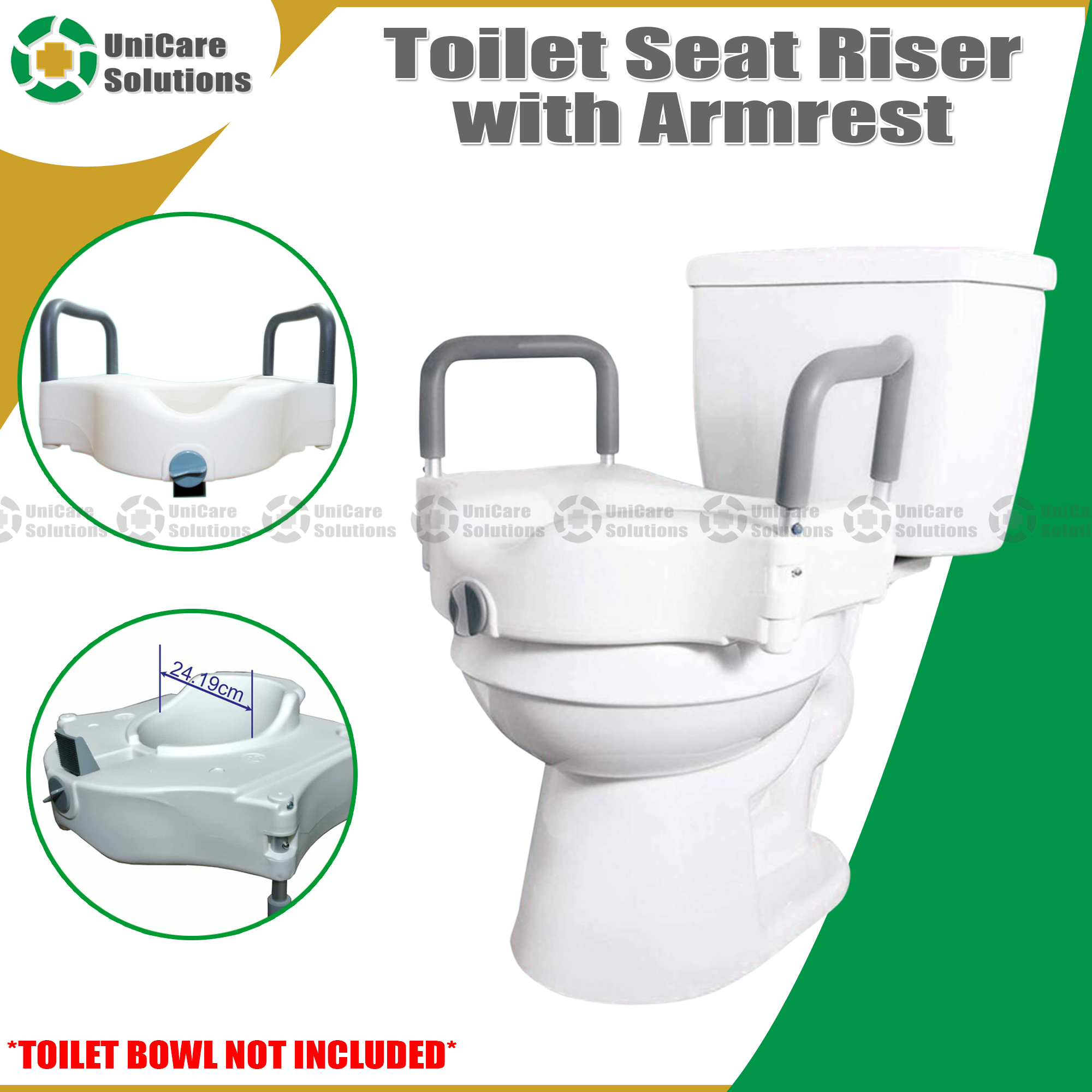 UniCare Solutions Toilet Seat Riser with Armrest and Adjustable Lock