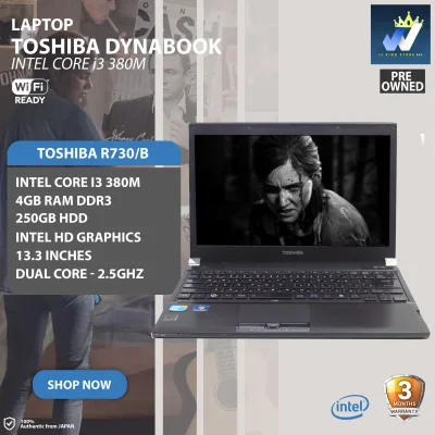 Laptop ( Toshiba Dynabook R730/B, Intel Core i3 380M, Dual Core 2.5Ghz, 4GB Ram DDR3, 250GB HDD ) NEW STOCK