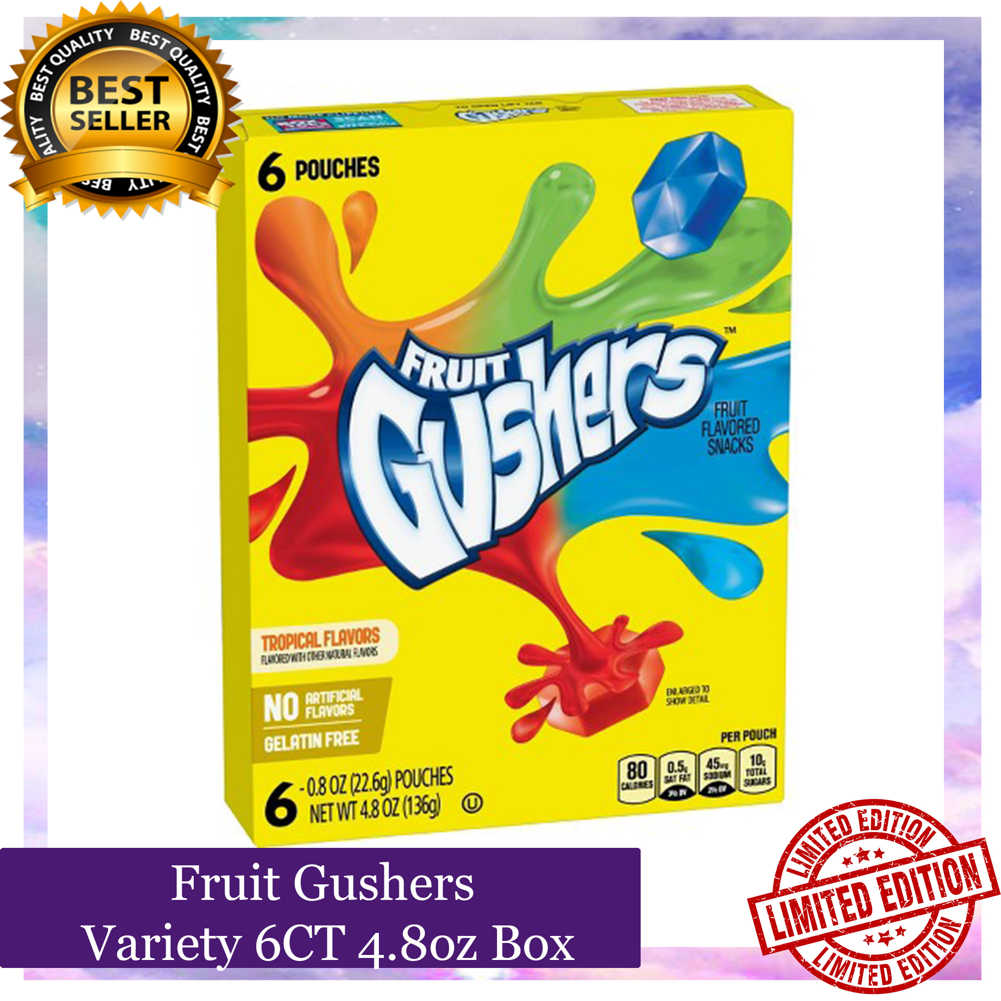 Betty Crocker Fruit Gushers Variety 6 CT 4.8oz Box Healthy Gummies